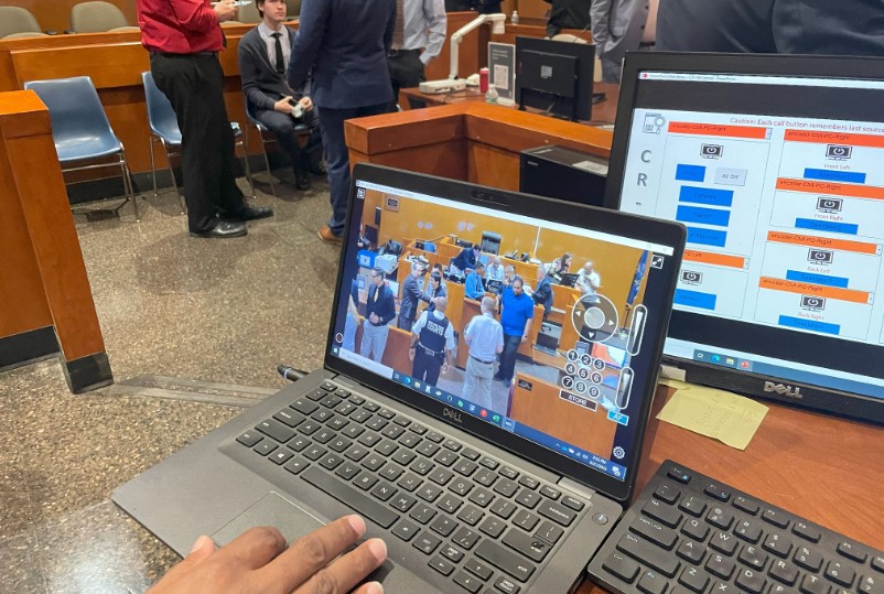 PTZ camera controls in court